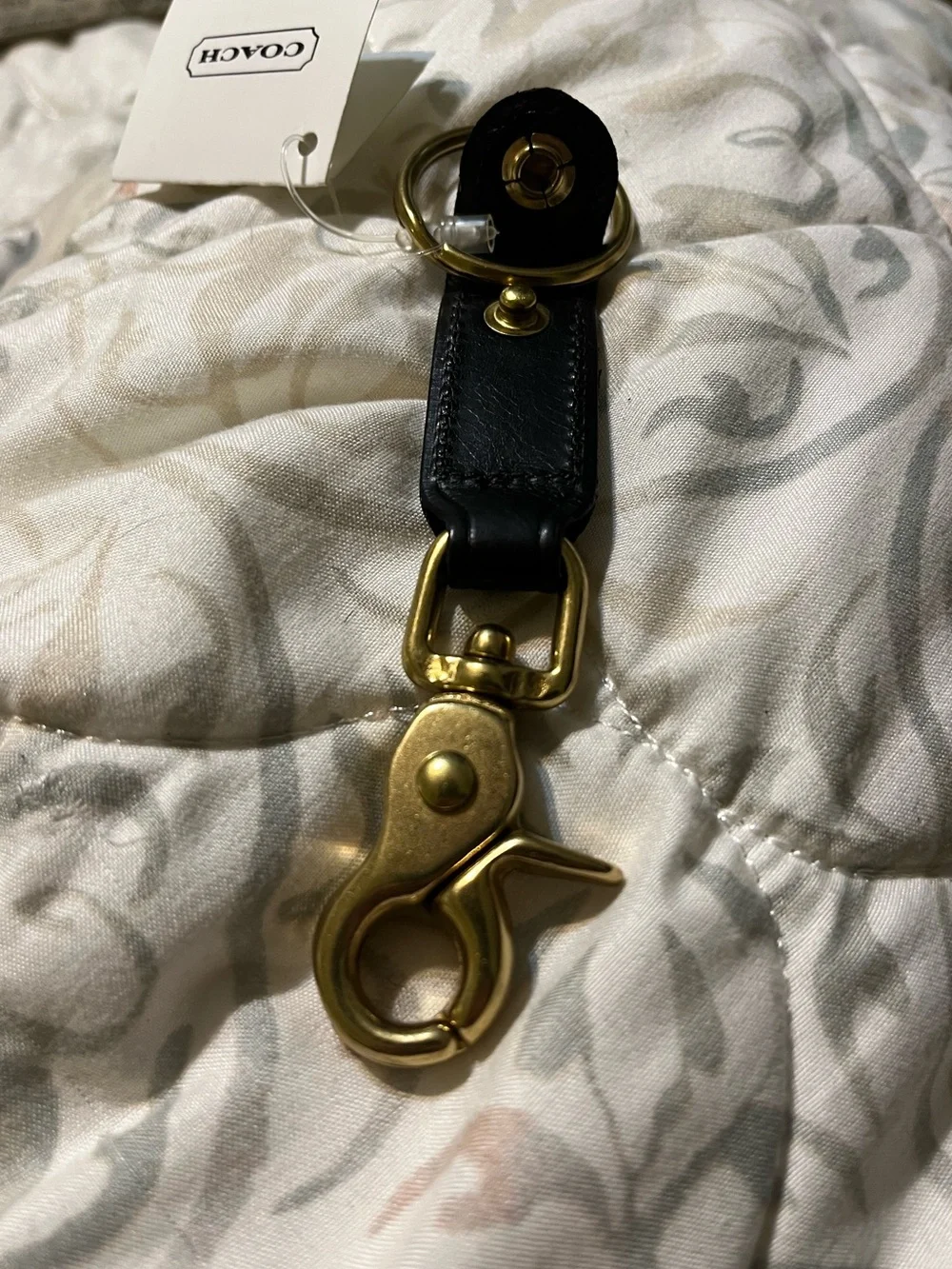 Coach Vintage Brass Leather Key Fob!